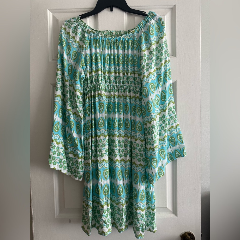 Angela Moore Green and White Patterned Dress